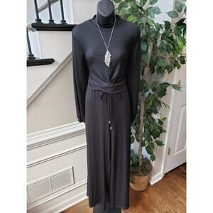 Forever 21 2 Piece Top & Pants Womens Size OX Black Knit Long Sleeve Drawstring